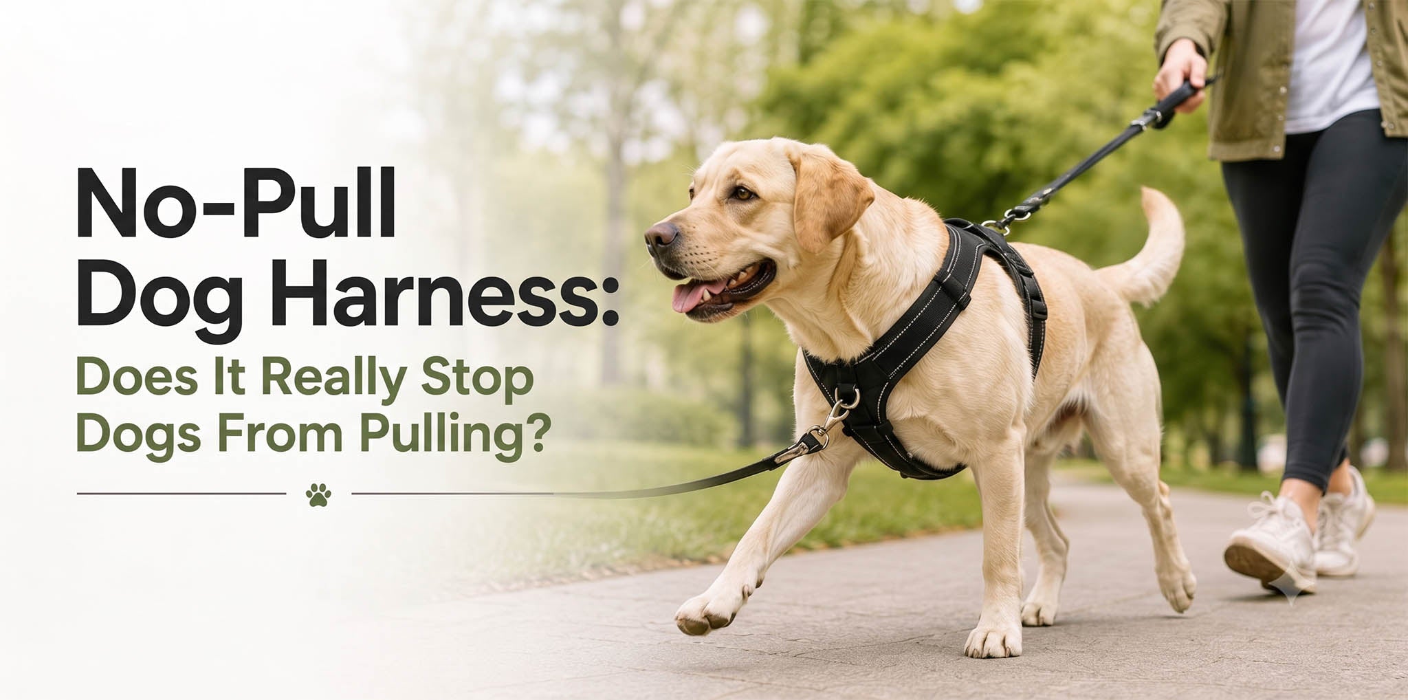 Dog walking in a no-pull harness with a front-clip leash attachment
