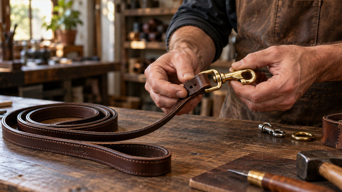 Solid brass and 304 stainless swivel snap hooks with a brass O-ring for dog leash hardware