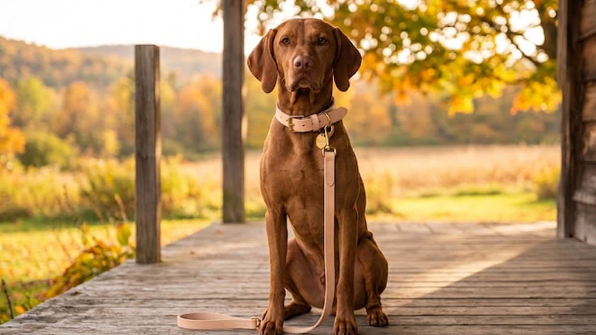 Vegetable-tanned leather dog collar for everyday walks and lasting everyday style