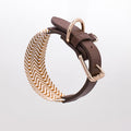 Premium Cotton Webbing & Brown Leather Dog Collar | Comfortable Reinforced Collar with Matching Leash Option