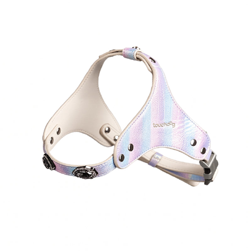 Luxury Rhinestone Dog Harness & Leash Set | Snake-Texture Vest Harness
