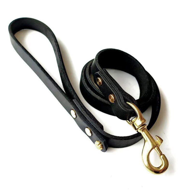Handmade Full-Grain Leather Dog Leash Heavy Duty Training Lead for Medium & Large Dogs