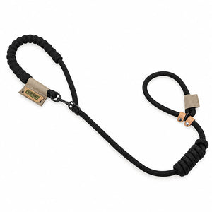 Black multifunctional slip lead dog leash with EVA foam handle and adjustable rope collar